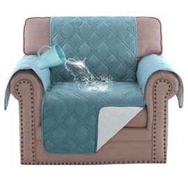 H.VERSAILTEX Chair Sofa Slipcover 100% Waterproof Couch Cover Furniture Protector Cover with Elastic Straps for Pets Kids Children Dog Cat(Chair, Stone Blue)
