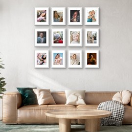 Frametory, 11x14 Silver Picture Frame for Wall, Set of 12, Gallery Wall Frame with Tempered Glass Display 8x10 with Mat or 11x14 Without Mat, Hanging for Home Decor Horizontal or Vertical