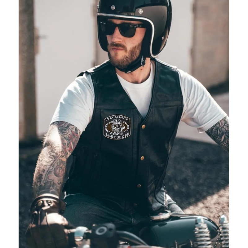 Skull No Club Lone Rider Biker Patch Sew on or