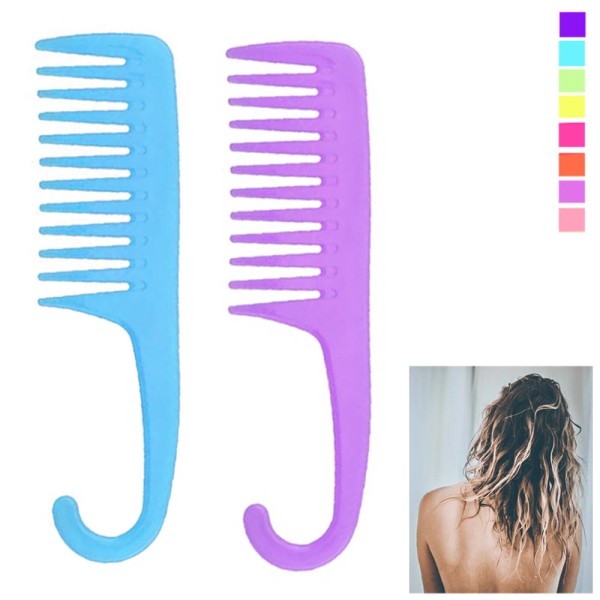 2 Shower Combs Hair Wide Tooth Dry Wet Detangles Thick