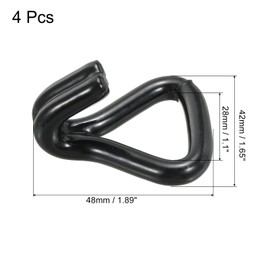 MECCANIXITY Ratchet Double J Strap Hook Load 1763 Lbs for 1" Tie Down Strap Webbing Car Truck Trailer Pack of 4 Black Plastic Coating