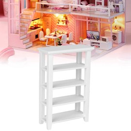 VGEBY Dollhouse Display Shelf, Miniature Wooden Furniture Model, 4-Layer Shelf Display Rack for 1:12 Dollhouse Accessories, Dolls & Plush Toys