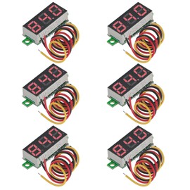 GTIWUNG Pack of 6 Mini Digital Voltmeters, DC 0.28 Inch Three-Wire Voltage Tester, DC 0-100 V Mini Digital Voltmeter Tester LED Display Reverse Polarity Protection and Accurate Pressure Measurement,