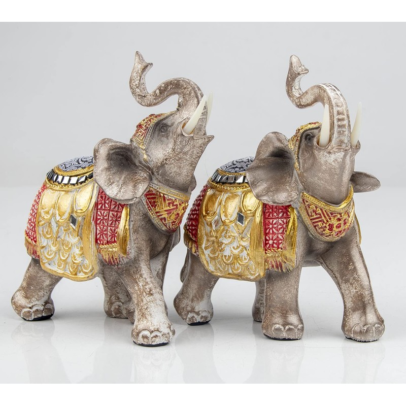 Wisifayardin Wealth Lucky Elephant Figurine with Trunk Up Elephant Statue
