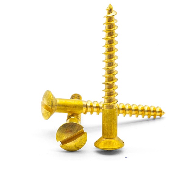 Hippo Hardware No.8 X 2" (4mm X 50mm) Solid Brass Slotted Raised Countersunk Head Wood Screws Gauge DIN95 (Pack of 10)