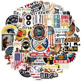 50 Pcs Welder Stickers Cool Vinyl Helmets Stickers for Laptop Skateboard Water Bottle Notebook Car Phone Bike Guitar,Waterproof Funny Welding Hard Hat Sticker for Teens Adults