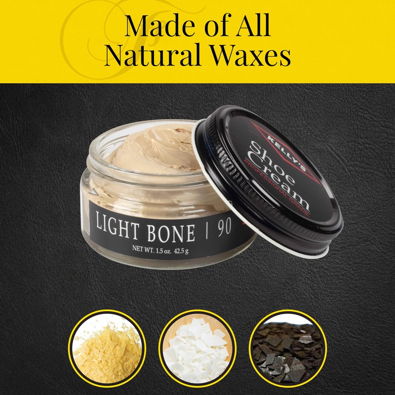 Kelly's Light Bone Shoe Polish 1.5 oz - Professional Leather