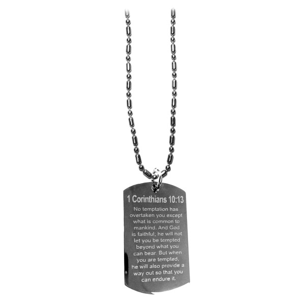 Hat Shark 1 Corinthians 10:13 Bible Verse - Luggage Metal Chain Necklace Military Dog Tag
