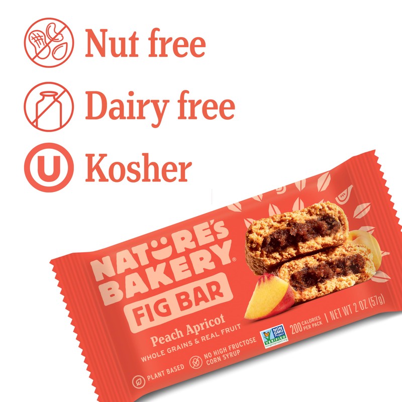 Nature’s Bakery Whole Wheat Fig Bars, Peach Apricot, Real Fruit,