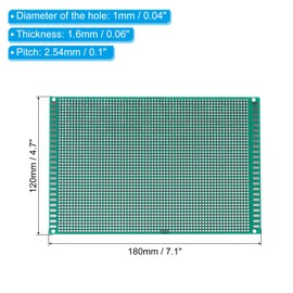 PATIKIL 18 x 12 cm Double Sided PCB Board, 2 Pcs 1.6 mm Thickness Prototype Kit, PCB Circuit Board FR-4 Perfboard for DIY Soldering Electronic Experiments, Green