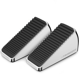 Strongest Home 2-Pack XL Heavy Duty Door Stoppers for Bottom of Door - Durable Door Stop Wedge with Superior Grip, X-Large Rubber Door Stopper Wedge for Large Gaps & Any Surface, 5-Inch Long, Chrome