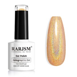 RARJSM Holographic Nail Polish Shimmer Gold Gel Polish Unicorn Effect Nail Gel 7.5ML Curing Required Nail Art Colors Home Gel Manicure