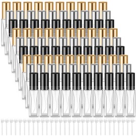 Domensi 30 Pcs 8 ml Empty Glass Perfume Bottles Bulk - Gold,Silver,Black Refillable Cologne Spray Atomizer with Pump, for Travel, Skincare, Haircare, Cleaning & DIY Essentials