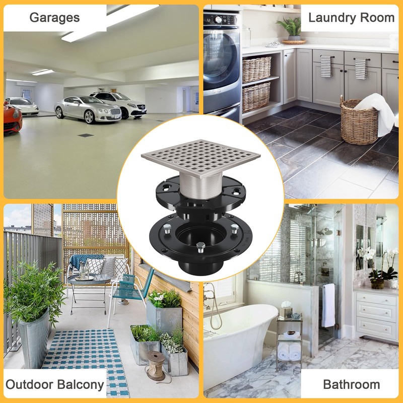 Yaseingoo 4 Inch Square Shower Drian with Flange-SUS 304 Stainless