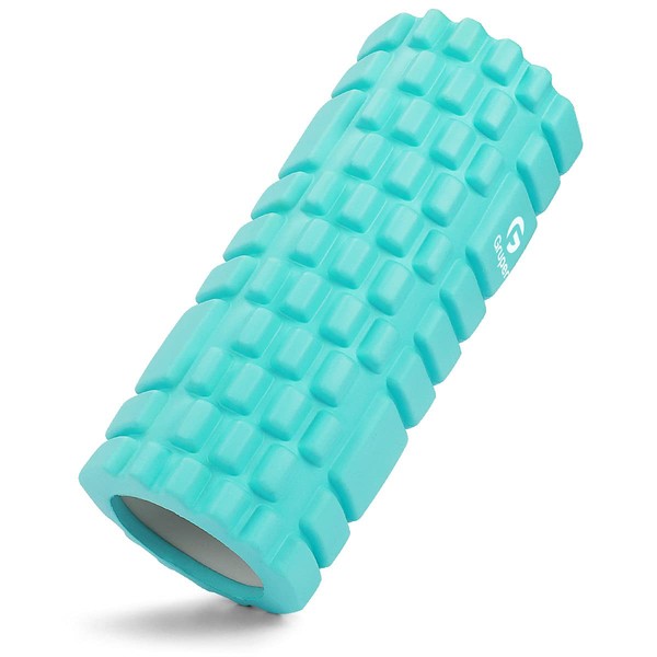 Gruper Foam Roller, Myofascial Release, Grid Foam Roller, Yoga Roller, Training, Sports, Fitness, Equipment for Stretching, Storage Bag, Japanese Instruction Manual Included (English language not guaranteed), Light Blue