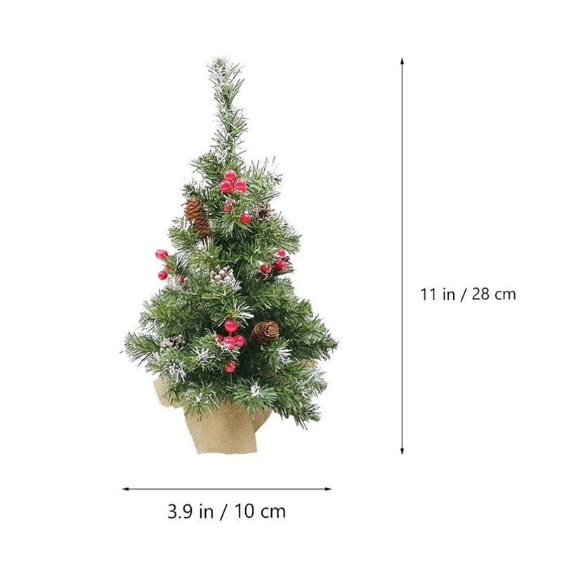 Tomaibaby 1Pc Pine Tree with Wood Base Mini Christmas Tree