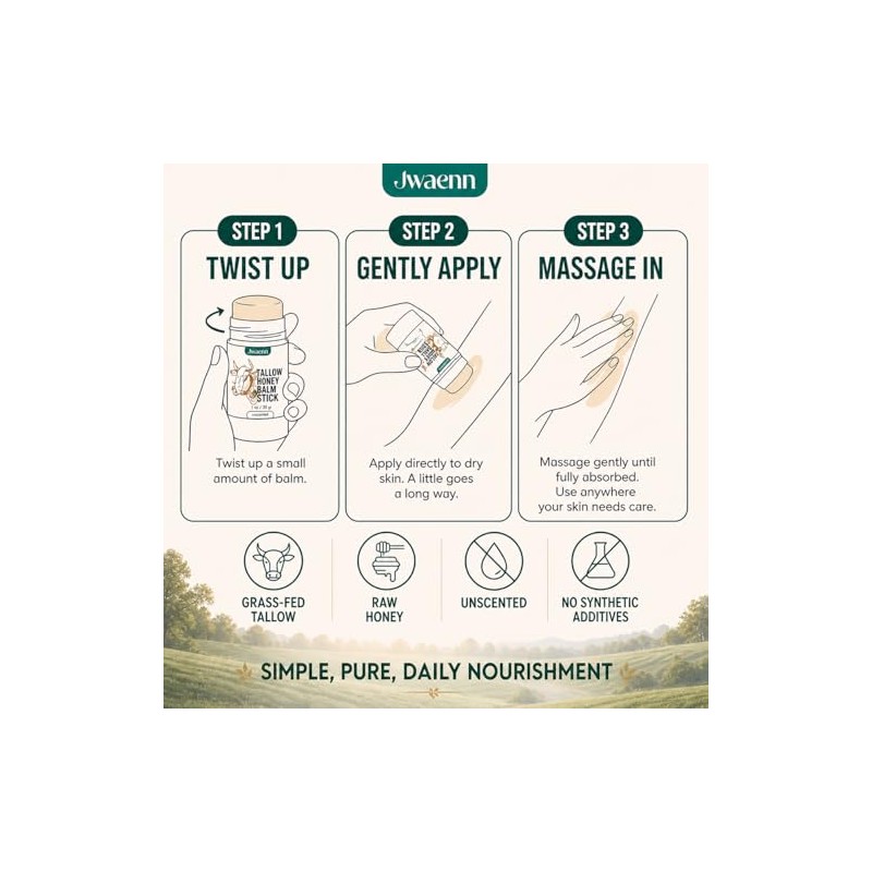 Tallow Honey Balm Stick Grass-Fed Beef Tallow Moisturizer for Face
