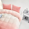 CLOTHKNOW Pink Velvet Queen Comforter Set 3Pcs Pink White Bedding