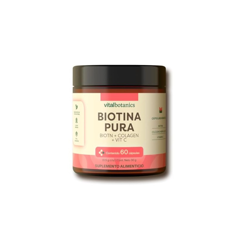 Biotina Pura Colageno Hidrolizado Capsulas Vitalbotanics Suplemento Multivitaminico Vitamina Hombre