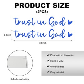 DXNQ DXNQ 2 PCS Trust in God Rearview Mirror Decals, Automotive Vinyl Rear View Mirror Decorative Stickers, Waterproof Trust in God Stickers for Car Truck Laptop, Car Accessories (Blue)