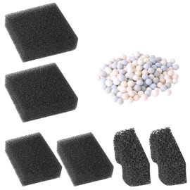 FEDOUR Aquarium Filter Media Set - 2 Pieces Organic Filter Wadding 2 Pieces Activated Carbon Filter Wadding 1 Pack Ceramic Balls, Suitable for HP-138 Series Aquarium Filter 600L Adjustable for