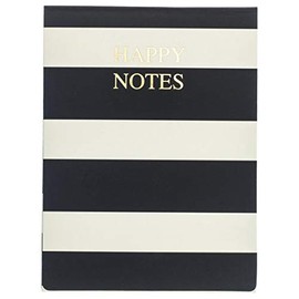 Graphique Pocket Note, Black and White Striped Design â Includes 75 Sheets, 3"x 4" with Magnetic Closure and Fun,"Happy Notes" Quote Embellished in Gold Foil - Perfect for Note Taking