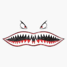 P-40 Warhawk Nose Art Shark Mouth Full Frontal Window Bumper Sticker Decal 5"