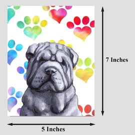 Chinese Shar-Pei Dog Greeting Card, Card for Wife Husband Boyfriend Girlfriend Dog Mom Dad, Card for Him Her Friend Brother Sister, Watercolor Cards with Envelopes, Sympathy Card Loss of Dog, Cute Dog Card (5x7")