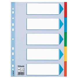 Esselte Pendaflex A4 5 Tabbed Card Dividers - Multicoloured