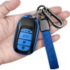 Sindeda for Honda Key fob Cover with Leather Keychain Soft