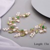 Chargances Bride Green Rhinestone Leaf Headband Wedding Flower Pearl Hair