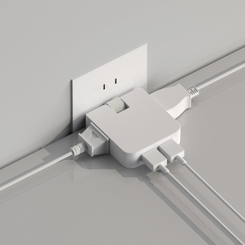 Corner Tap Mini Power Strip 4 Gang USB 2 Port