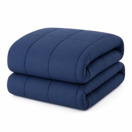 EVOLIVE All Season Comforter – Ultra Soft Pre-Washed Microfiber Down Alternative Duvet Insert, Medium Weight, Fluffy, Box Stitching (Navy, Full/Queen)