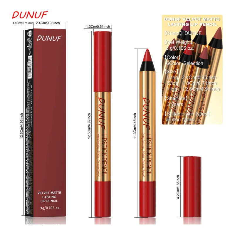 Dunuf 1 Lápiz Labial Mate Fácil De Aplicar No Pegajoso