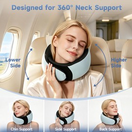 Neck Pillow for Travel, Memory Foam Travel Pillow for Airplanes and Trains