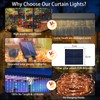 Solar Curtain Lights Outdoor 10 x 10Ft 300LED Waterproof Waterfall