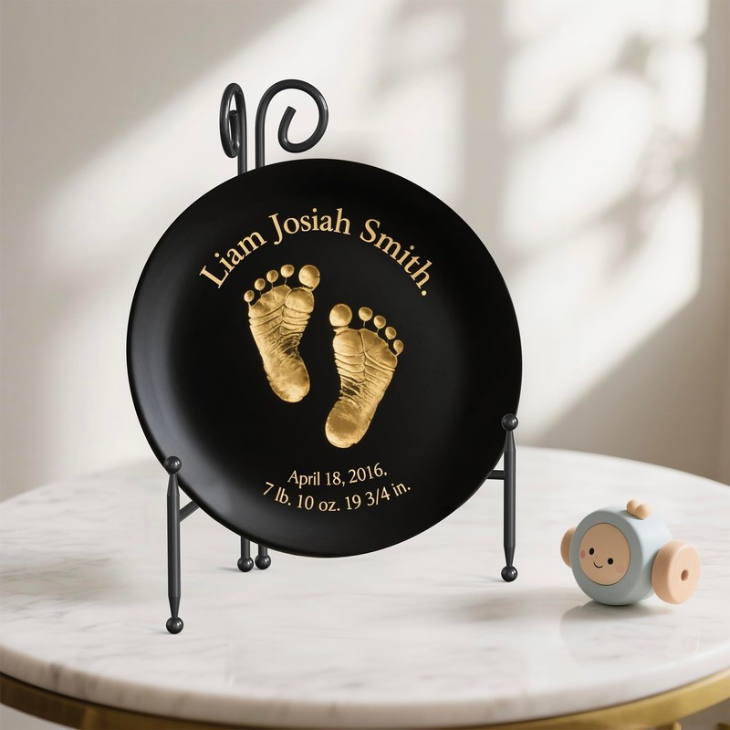 HEMYLU Display Stand for Plate, Foldable Metal Plate Stand for