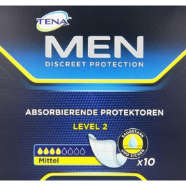TENA MEN Level 2 Pads for Light to Medium Bladder Weakness / Incontinence (10 Pads)