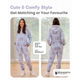The Big Softy Adult Onesie Pajamas for Women, Cute Onesie for Women, Onesies for Teens, Soft Fleece Teen PJs (Blue Pups, Adult - Medium)