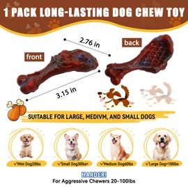 Dog Chew Toys for Aggressive Chewers, Indestructible Dog Toy for for Medium/Large Breed, Tough Nylon Teething Bone Toy to Keep Them Busy,Bacon and Real Beef Flavor (Beef Flavor, 1 Pack)