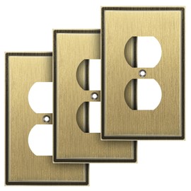 Henne Bery Soft Modern Decorative Wall Plate Switch Plate Outlet Cover (Single Duplex 3PK, Antique Brass)