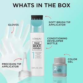 L'Oreal Paris Magic Root Rescue - Kit de coloración de cabello de raíz de 10 minutos, color permanente para el cabello con aplicador de precisión rápi