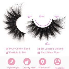 7 Pairs False Eyelashes Natural Looking Lashes Wispy Soft Faux Mink Lashes Fluffy False Lashes 16mm