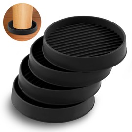 Rustark 4Pcs 75mm 3 Inch Black Round Rubber Caster Cups Non Slip Furniture Square Pads Coasters Square Pads Hardwoods Floors Protectors, Non Skid Square Furniture Feet Caps for Bed Couch Tables Chair