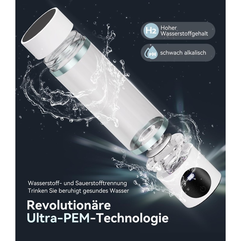 Hydrogen Water Bottle 6000PPB Ultra PEM Technology: Second Generation SPE