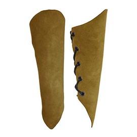 Andracor - Lightweight Arm Warmers Made of Real Suede - Tapered Arm Protectors with Lacing - Red