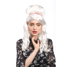 WIG ME UP - 31797-P68 Women's Wig Carnival White Blonde Updo Flower Clip Long Princess Noble Fairy Baroque Rococo