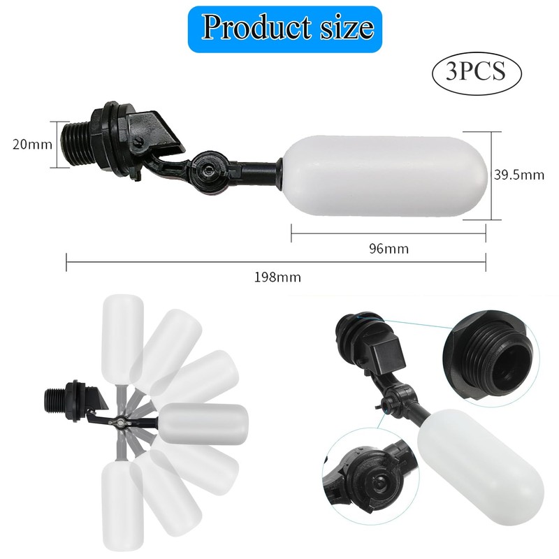 Xinghonyac 3 Pcs Float Valve Set, 1/2-Inch Water Supply Pipe
