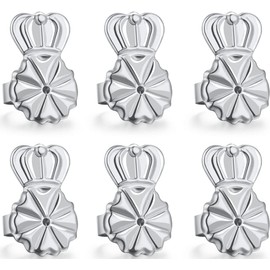 Catinee Earring Lifters Backs,6 PCS Earring Backs for Droopy Ears, Adjustable Hypoallergenic Secure Earring Lifters for Heavy Earrings(Silver)