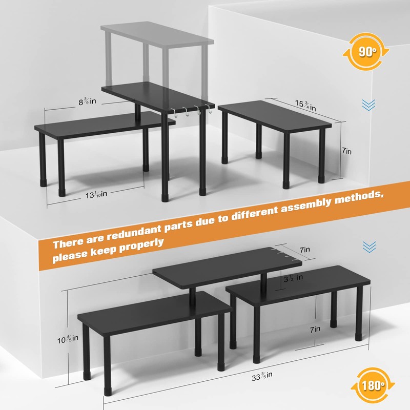 JayRex Bathroom Organizer Countertop Counter 2 Tier Kitchen Corner Counter